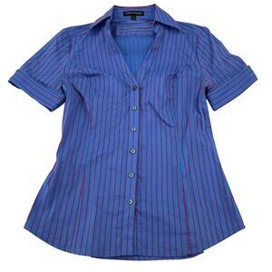 Express Design Studio Button Up Blue Red Stripes Women's size Small